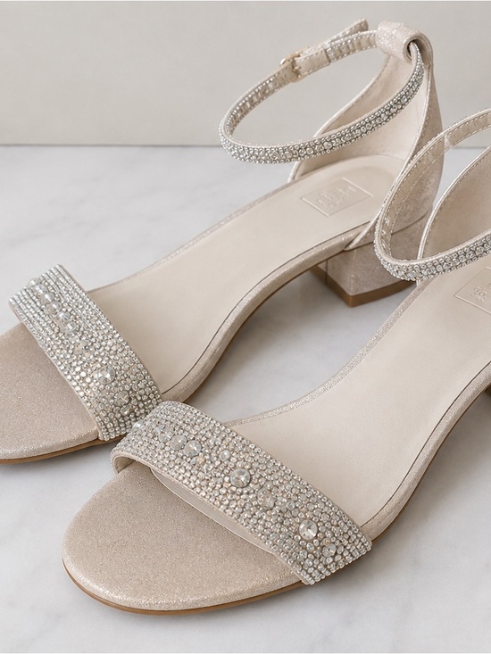 Db Studio Shoes - Rhinestone Ankle-Strap Sandals in Champagne
